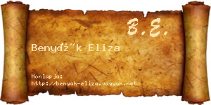 Benyák Eliza névjegykártya